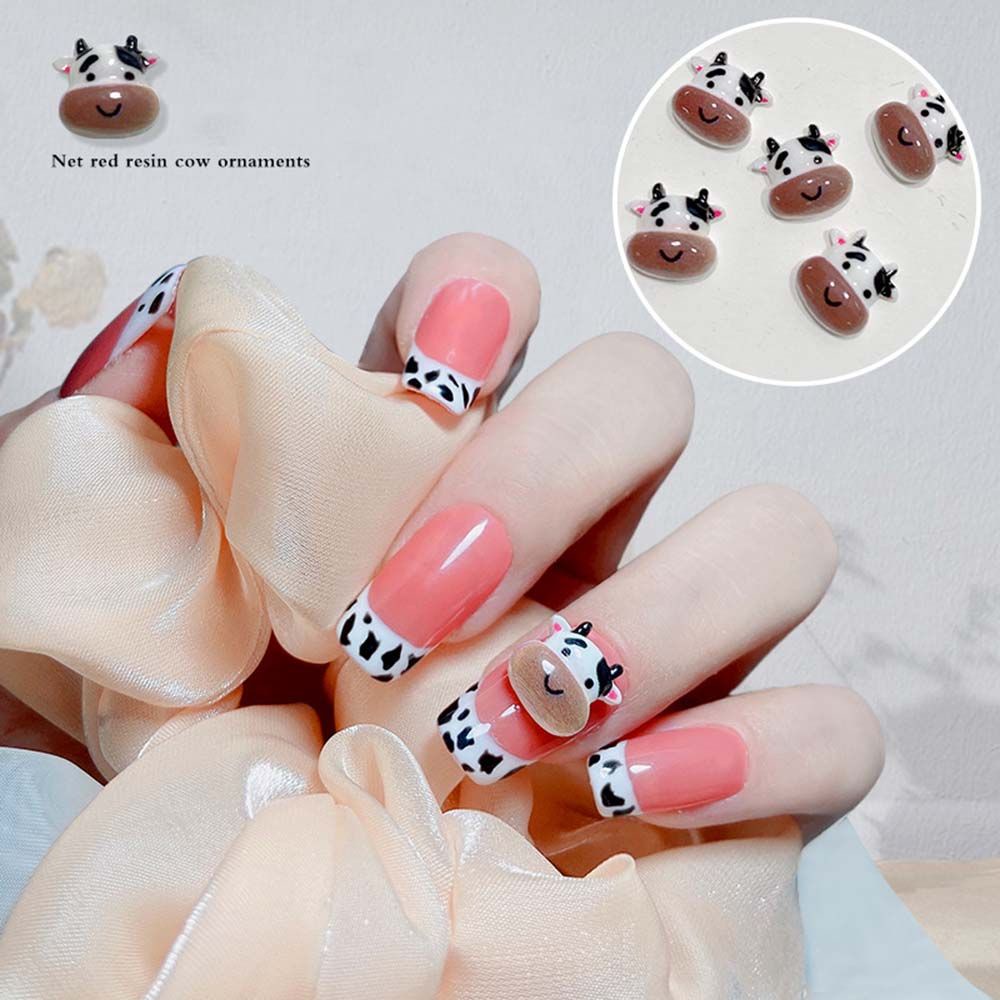 Mxbeauty Ornamen Kartun Sapi Anjing Kucing Bahan Resin Gaya Jepang Untuk Dekorasi Nail Art