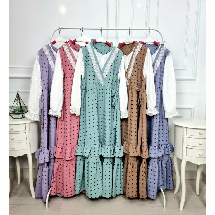 Gamis Lesti Crinkle Doty Import by Meijiwang Meijiewang Mejiwang