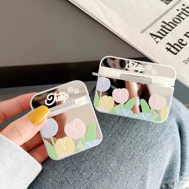 Pastel Tulip Mirror Softcase for Airpods 1/2 Pro 3 Case Airpods Lucu