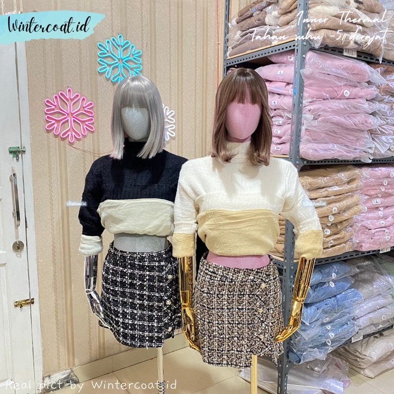 Sweater winter wanita import baju hangat atasan musim dingin bromo fluffy rose thermal