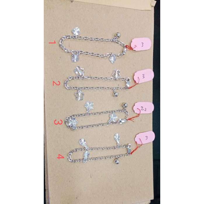 Gelang Anak Panjang 14 cm Perak Asli 925 lapisan emas Putih