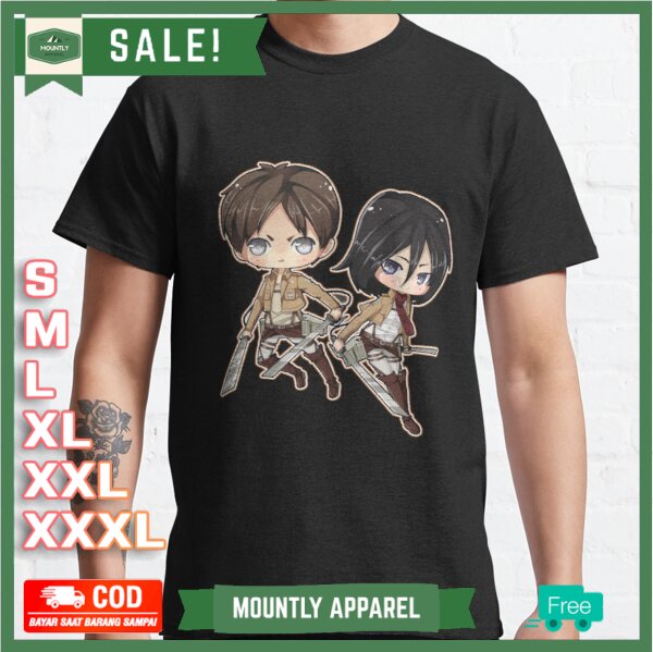 Kaos Baju AoT Sweet Comic Eren and Mikasa T-Shirt Premium