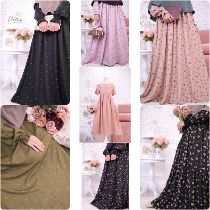 DITSY AGUSTUS Ditsy Jetblack, Cirilla Dustypink, Cirilla Black, Naveen Pitcblack, Florin Crepe, Dits