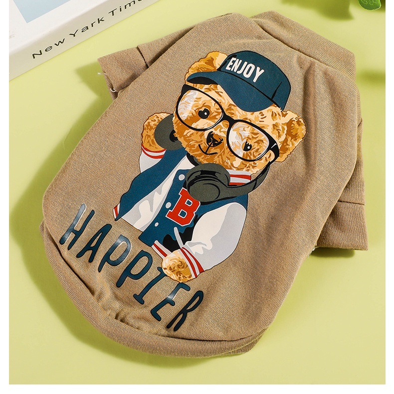 Sweater Kaos Hoodie Motif Kartun Beruang Dengan Saku Besar Untuk Anjing / Kucing Peliharaan