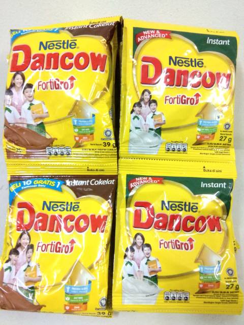 Dancow Instant FortiGro 27gr dan Dancow Coklat 39g [sachet]