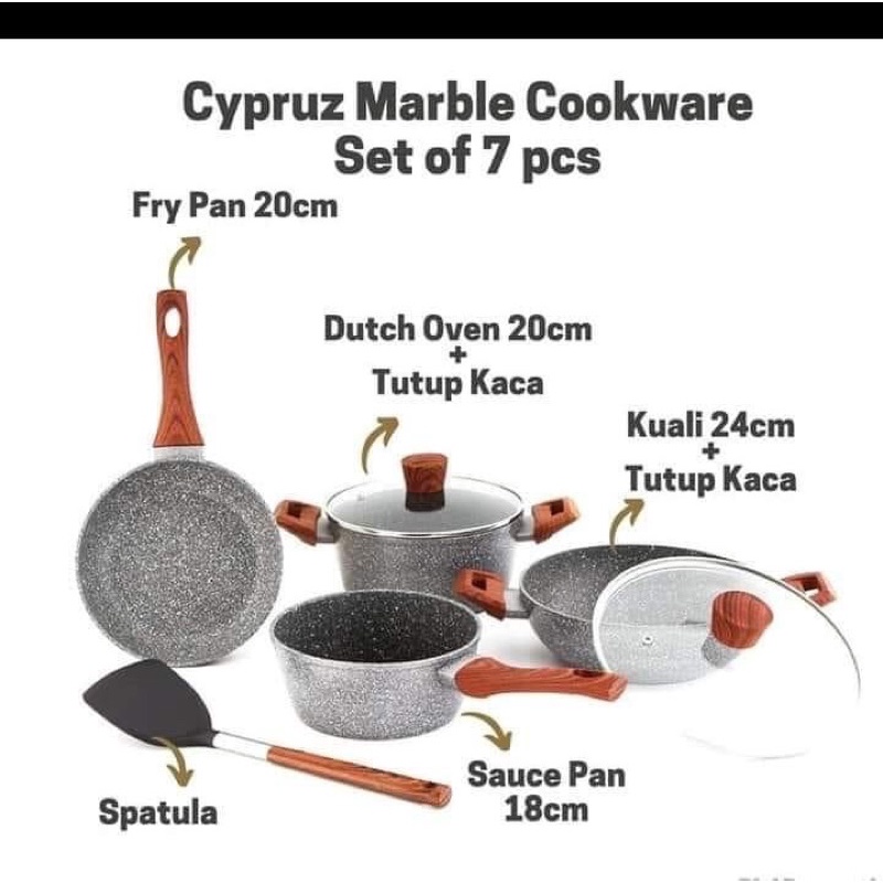 

Cypruz Marble Cookware Set of 7 pcs / Cypruz Set
