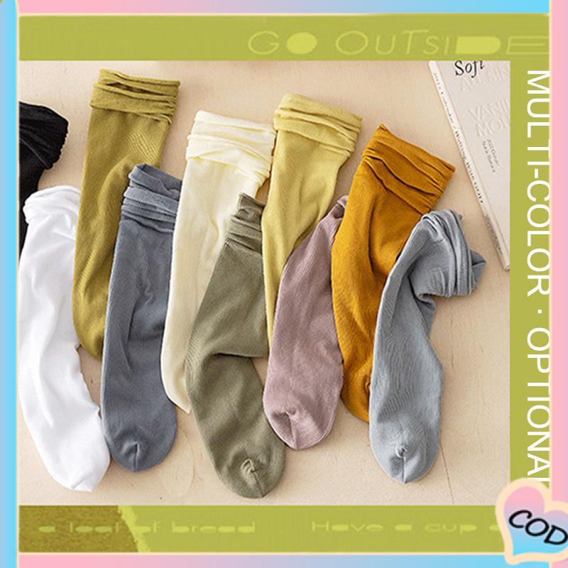 COD❤️ Kaus Kaki JK Lucu Warna Murni Keren Tipis Bernapas Tanpa Kaki Mencekik Tren Kaus Kaki Tabung Sedang-A.one