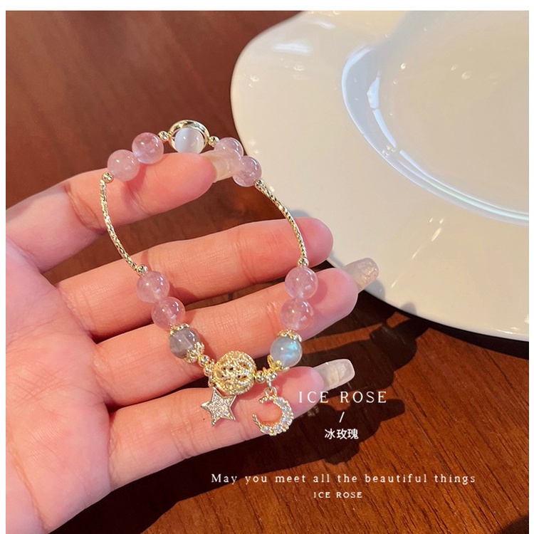 Gelang Manik-Manik Kristal Strawberry Bulan Bintang Untuk Wanita