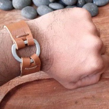 gelang pria/kulit original + ring d