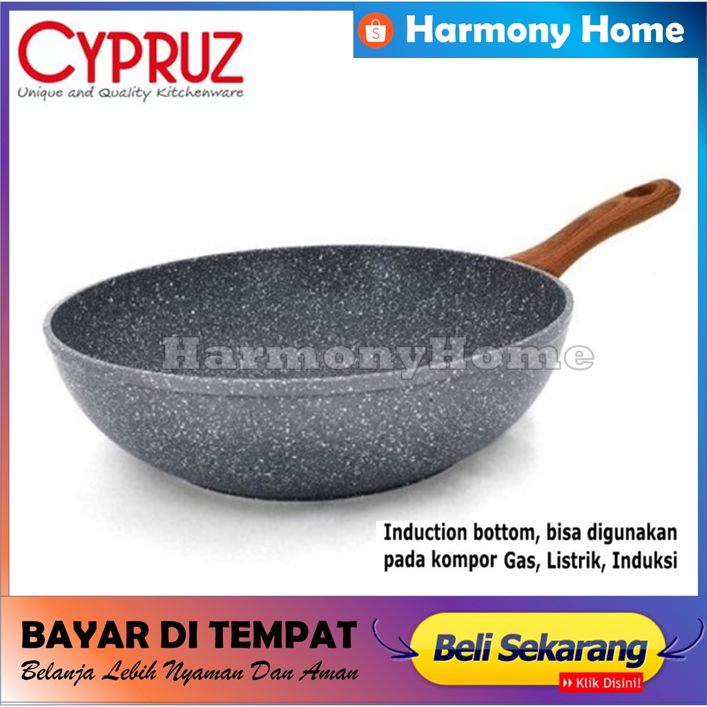 Frypan Cypruz Marble 24cm FP 0641 - Panci Wajan Induksi Cyprus FP-0641 Fry Wook Marble 24cm Induksi Bottom