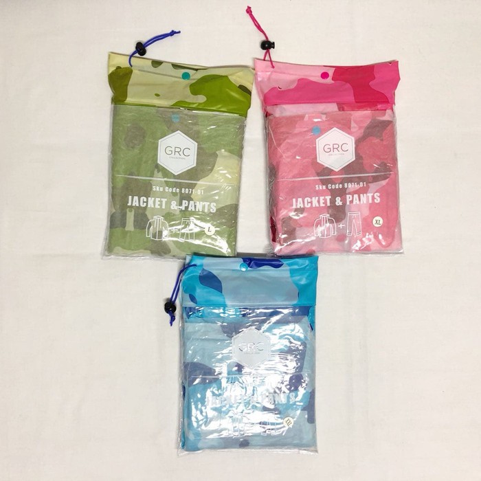 JAS HUJAN ANAK / JAS HUJAN SETELAN CELANA / GRC / MOTIF ARMY - 8071-1 - MERAH MUDA, XL