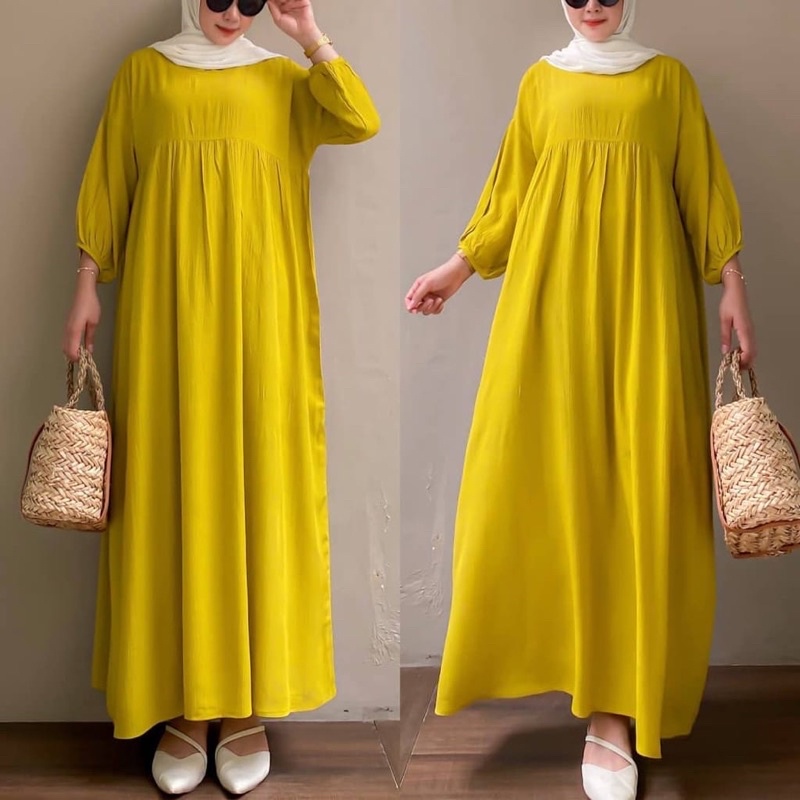 (DBY) GAMIS MIDI BURZANA DAILY MIDI DRESS RAYON UNIQLO