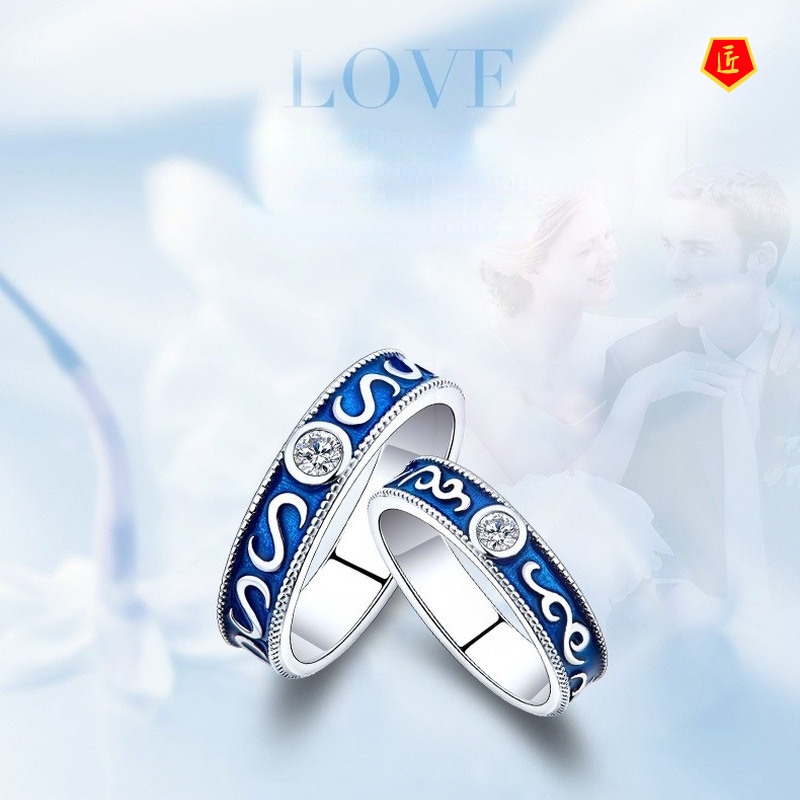 [Ready Stock]Vintage Blue Ring Fashion Personality Couple