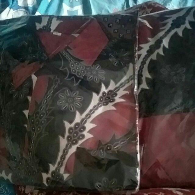 Special Baju Batik Couple Set Gamis & Kemeja Motif Rowo Abang