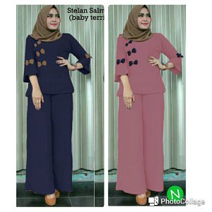 cn 56250 stelan salma st setelan atasan bawahan celana panjang hijab muslim modis modern gaun pesta