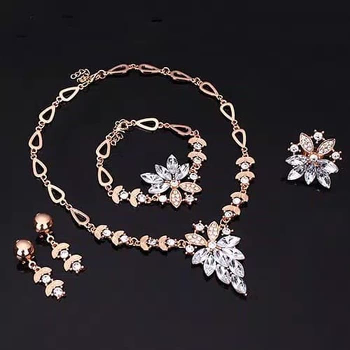 SET PERHIASAN BRIDAL PESTA FASHION WANITA GELANG KALUNG ANTING IMPORT