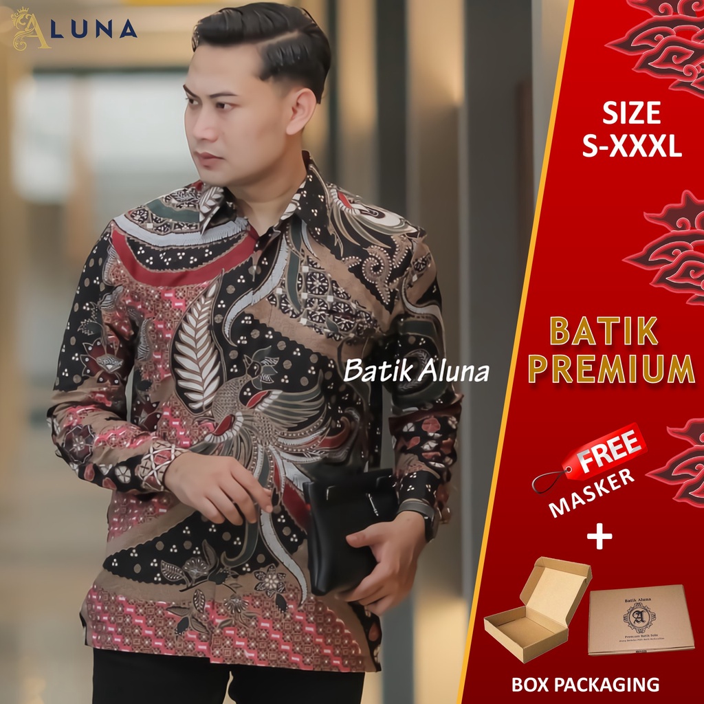 KEMEJA BATIK PRIA PREMIUM LENGAN PANJANG REGULAR BATIK ALUNA PCW 027