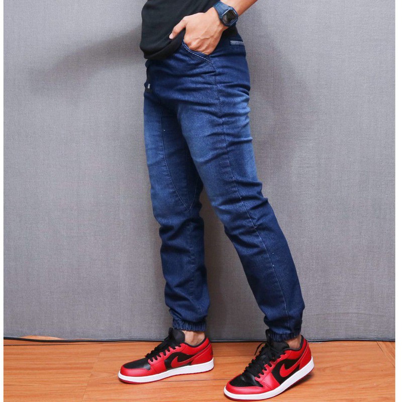 Celana Joger Jogger Jeans Pria Panjang Jogger Pants Polos Denim Premium Ngaret Dewasa Murah