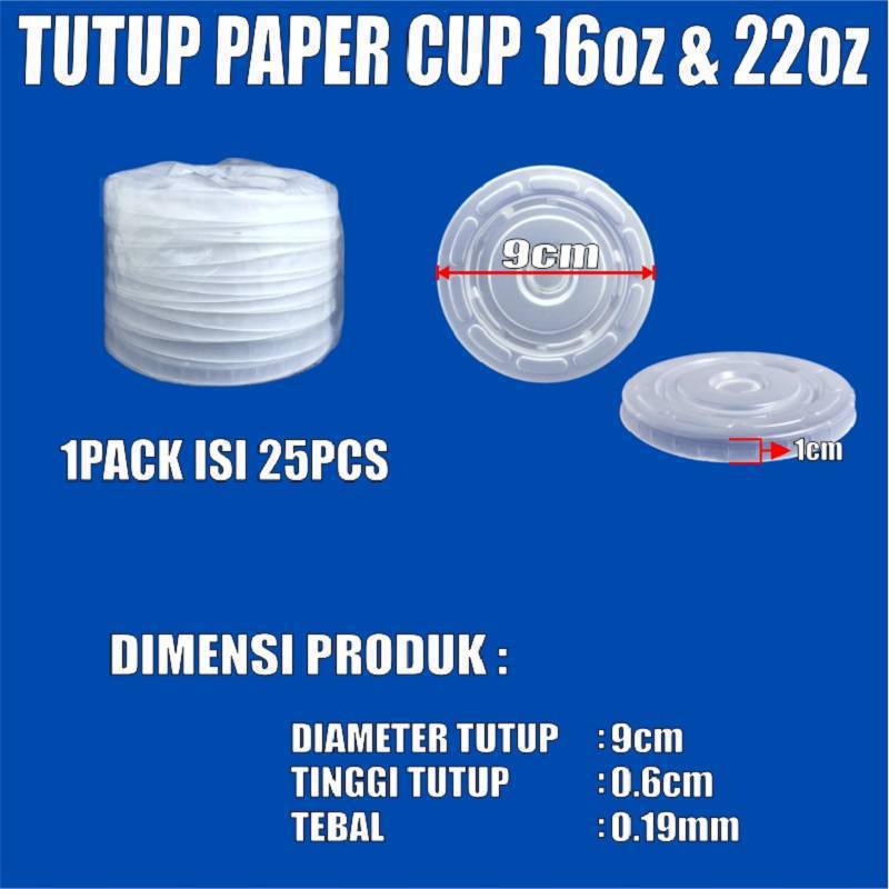 Tutup Paper Cup 4oz 8oz 12oz Tutup 16oz 22oz Per Pack Hanya Tutup Gelas Kertas SBY