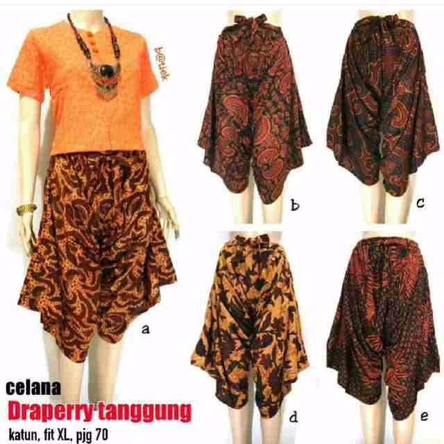CELANA DRAPERI ALADIN TANGGUNG BATIK ETHNIC SOGAN LAWASAN MODERN PANTS