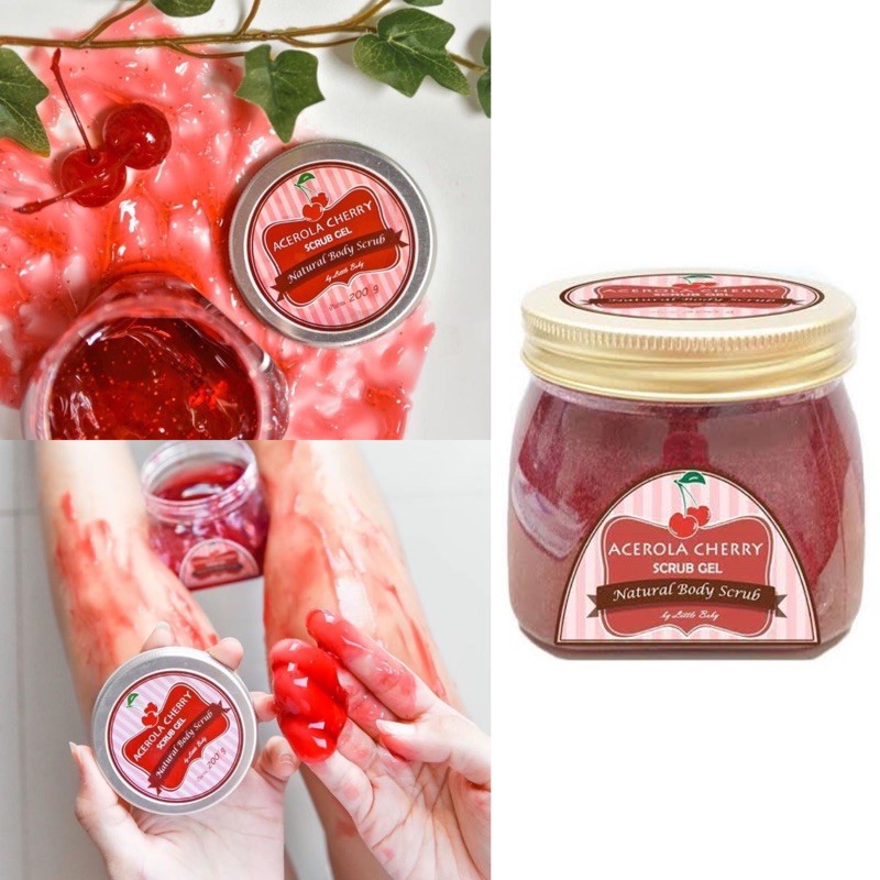 ACEROLA CHERRY SCRUB GEL BY LITTLE BABY - BODY SCRUB ORIGINAL THAILAND 200g