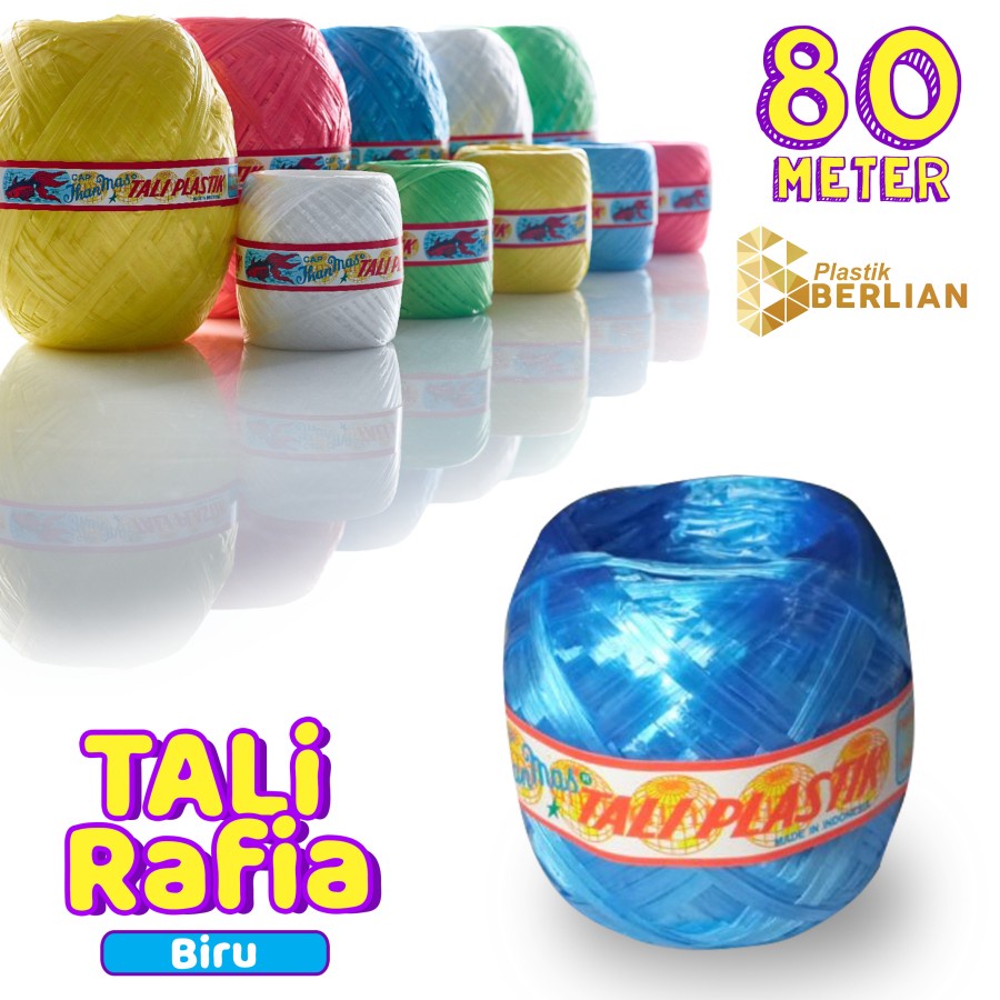 

Tali Rafia Kecil / Tali Plastik Warna Warni Panjang 80 meter - Biru