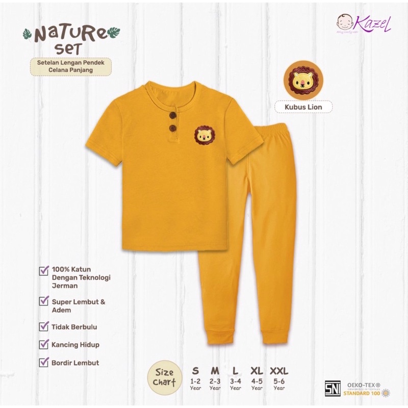 Kazel Nature Set Series Setelan Pendek Celana Panjang Anak 1 - 5 Tahun