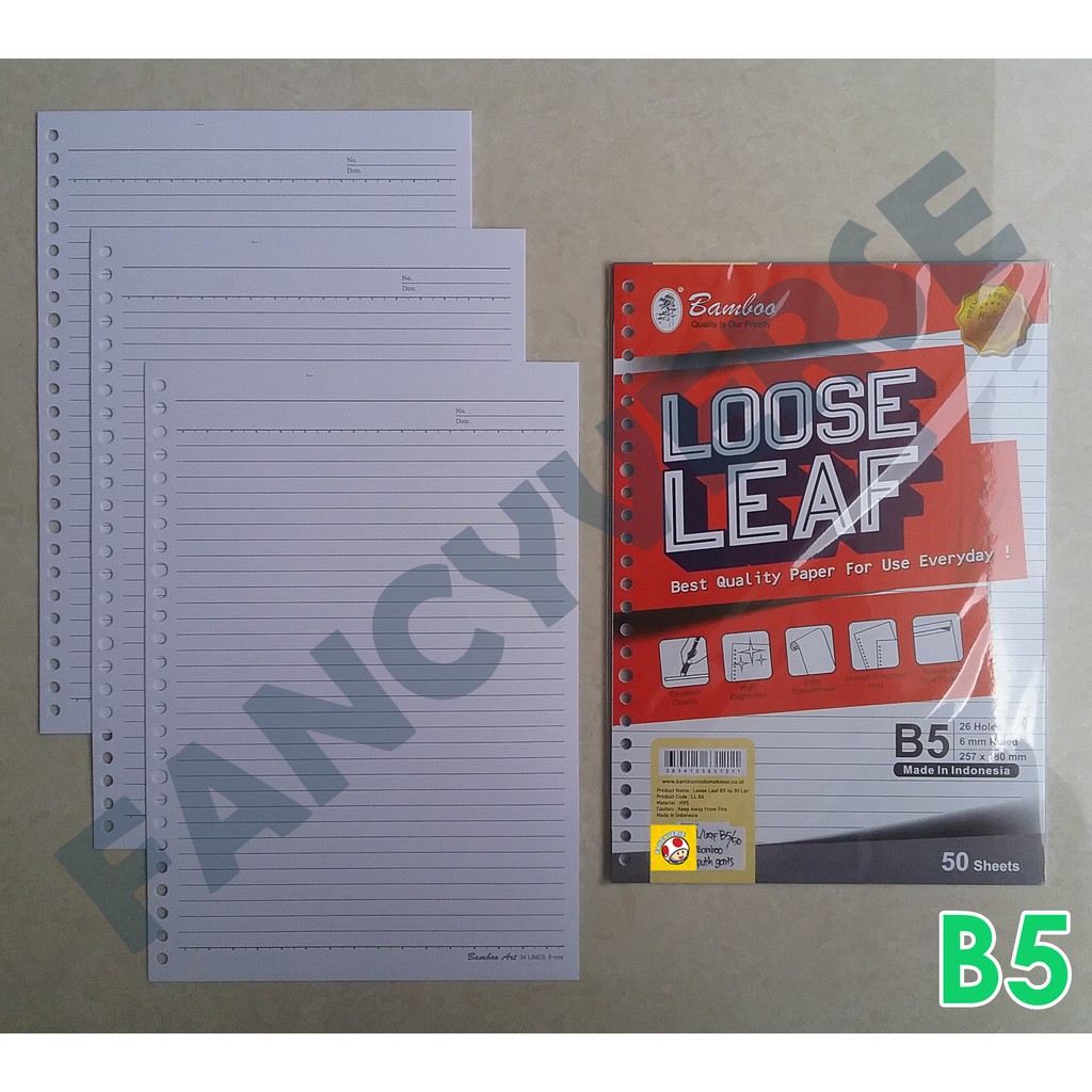 

Loose Leaf Binder B5 Isi 50 Lembar Putih Bergaris / Kertas Binder