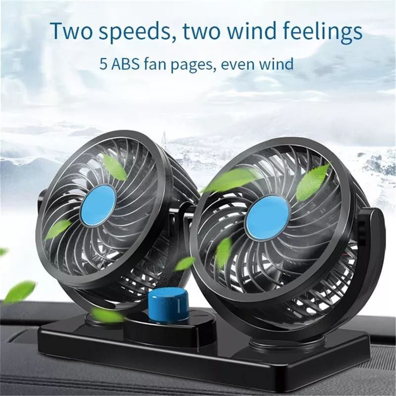 Kipas Angin Mobil / Truk Double Headed Car Fan Dobel 12V / 24V Kualitas Bagus