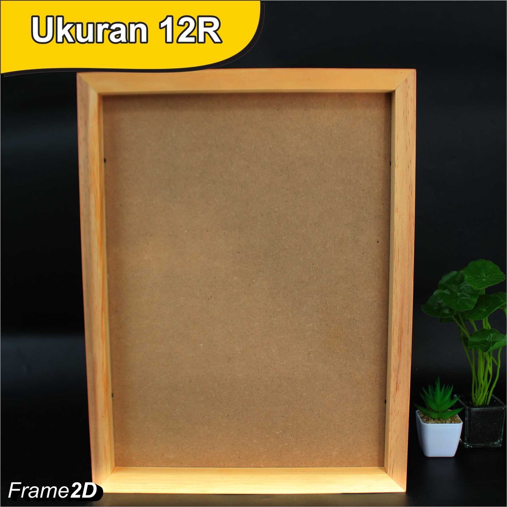 Frame foto 2D Kayu Pinus ukuran 12R 30x40cm + Kaca Akrilik