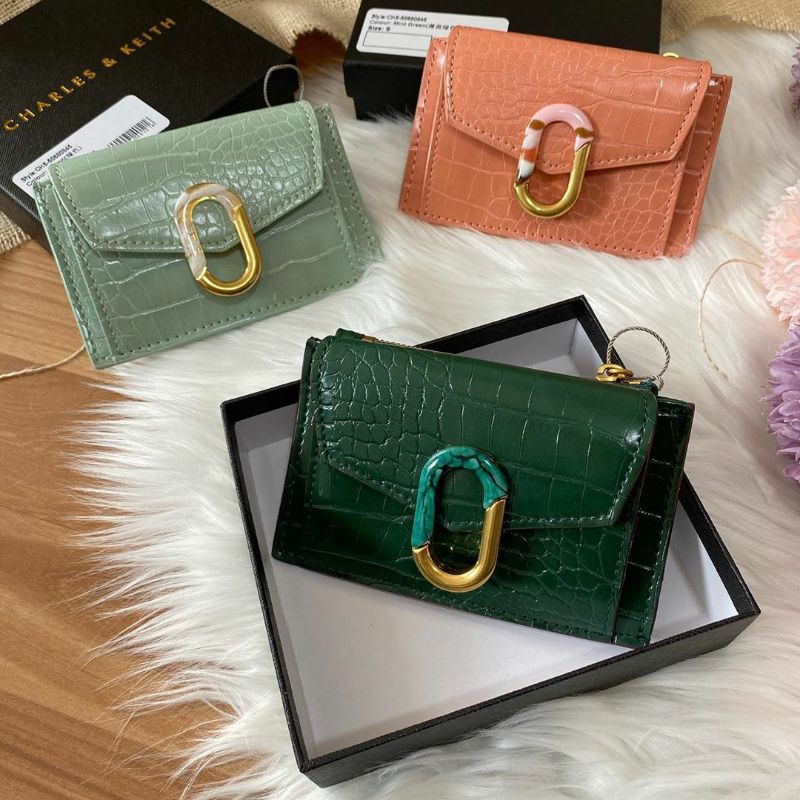 CK CROC-STONE-EMBELLISHED CARD HOLDER/DOMPET KARTU/DOMPET MURAH