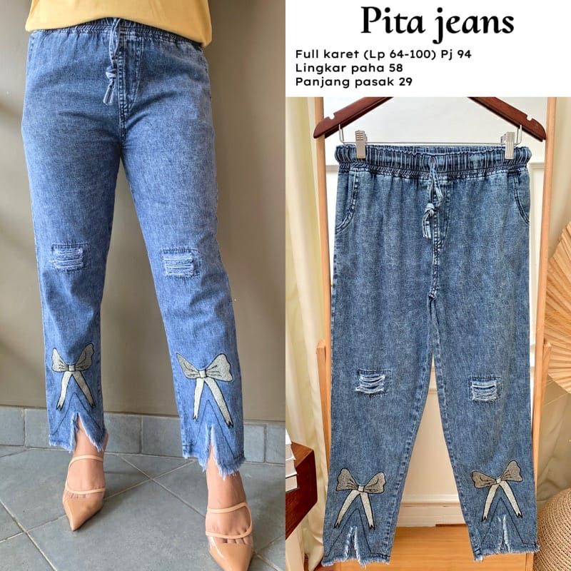 Diemoon || Pita Baggy Jeans Snow wash Bordir Rekomendasi Terbaru Murah