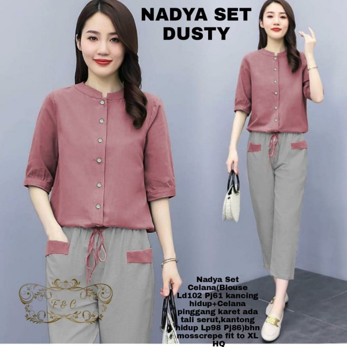 FASHION WANITA KEKINIAN SET CELANA NADYA - Merah Muda, L