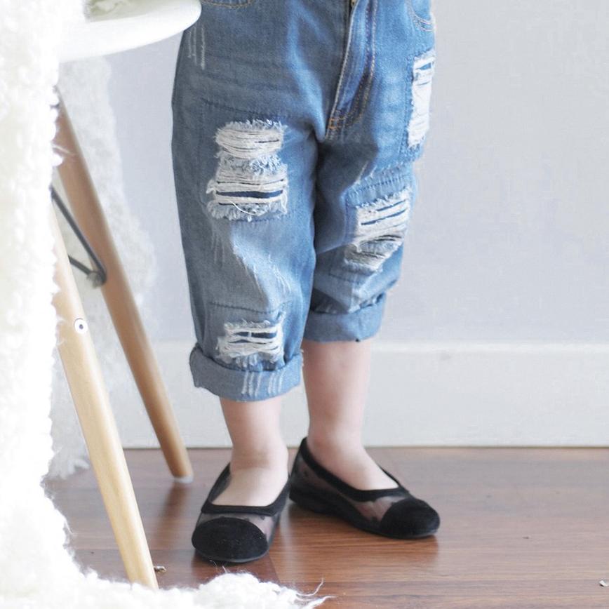 celana jeans sobek anak perempuan / ASH RIPPED JEANS ✓