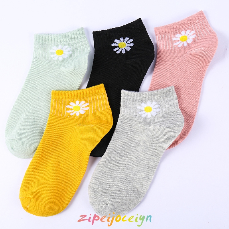  Kaos Kaki Pendek Motif  Bunga Daisy Kecil Warna Permen 