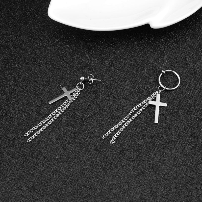 [Bayar Di Tempat]1 pcs Kpop BTS NINE PERCENT Kun Fashion Cross Ear Cuff Clip On Earrings subang