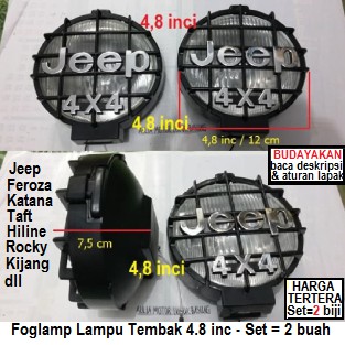 foglamp lampu tembak tanduk depan 4.8 inci jeep 4x4 off road untuk feroza katana taft hiline rocky