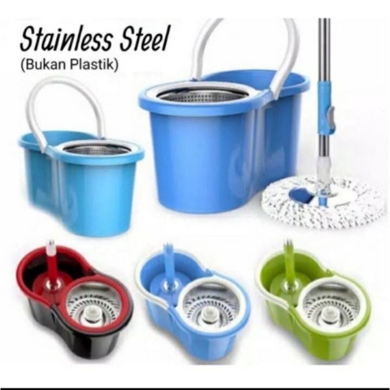 SPIN MOP STAINLESS - PEL PRAKTIS SKY MOP STAINLESS ALAT PEL PUTAR