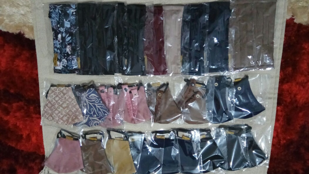 Masker Serut Dua Lapis Masker Hijab Masker Headloop Masker Vava Bloom