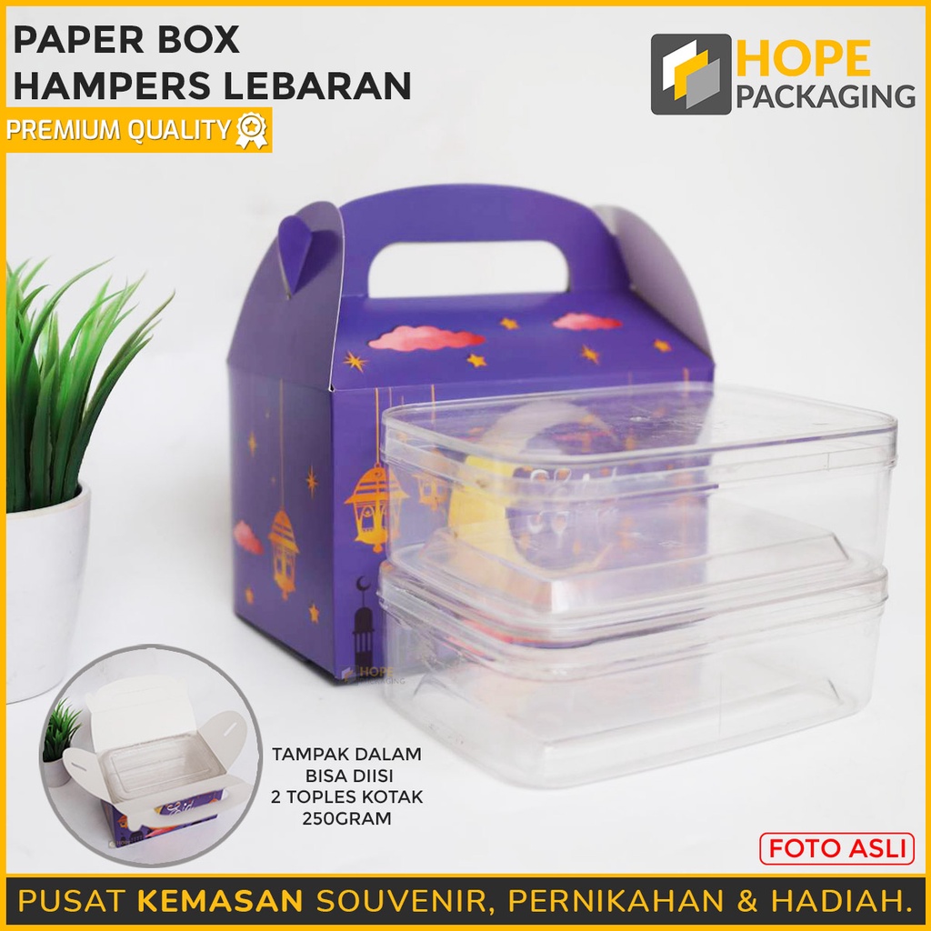 Paper Box Packaging Kotak Kue Lebaran muat 2 toples kotak 250gram Hampers Lebaran / Dus Kue Parcel Lebaran