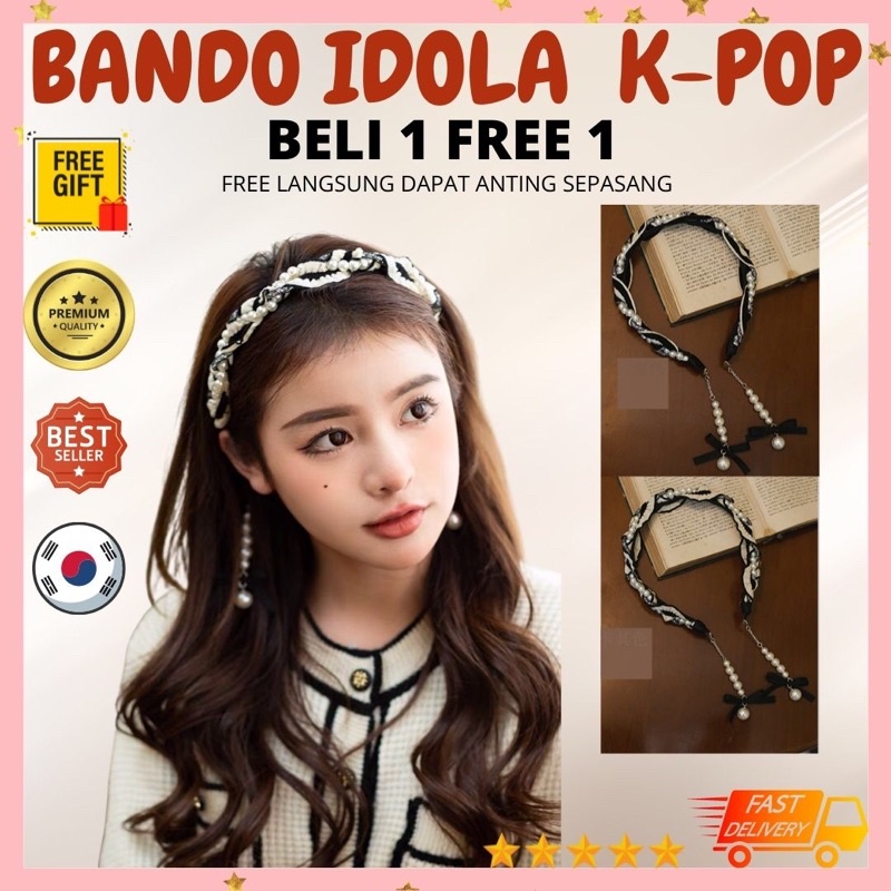 BANDO HAIRBAND BANDANA KOREAN HEADBAND KOREA LUCU RAMBUT WANITA DEWASA MUTIARA POLOS DEWASA KAIN ALA