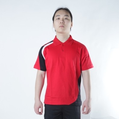 KAOS POLO BAJU OLAHRAGA KATUN 100% KOMBINASI MERAH HITAM PUTIH BONERA