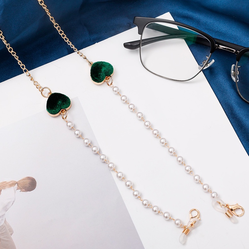 Tali Rantai Kacamata Bahan Logam Hias Manik-Manik Mutiara Gaya Vintage Untuk Wanita
