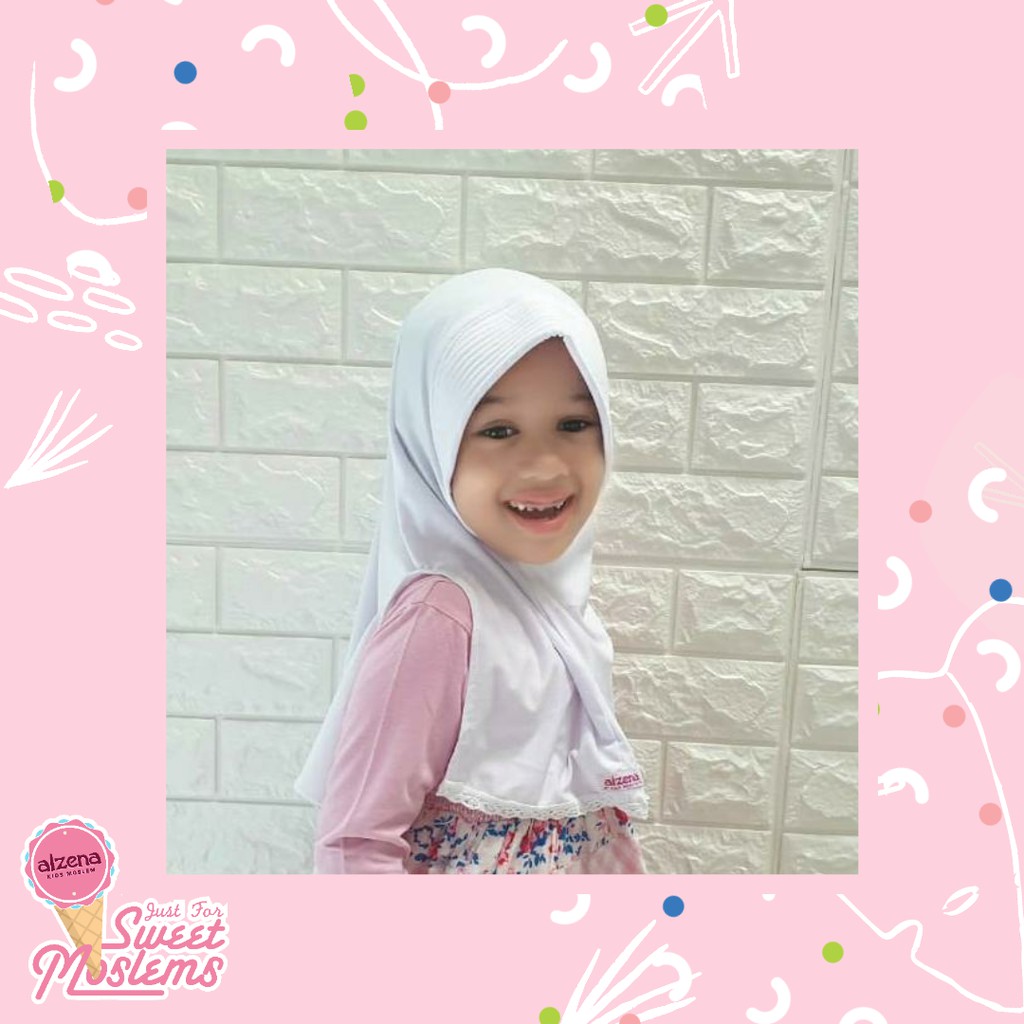 Hijab Style Kerudung Anak Perempuan Hijab Anak Cantik Hijab Instan Better Helf Alzena Kids Moslem-Putih