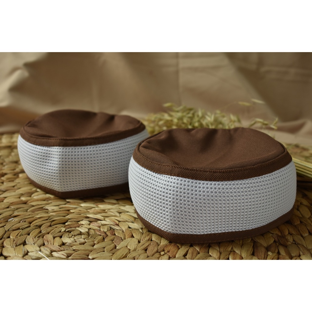 peci taliban coklat mix putih peci kopiah dewasa