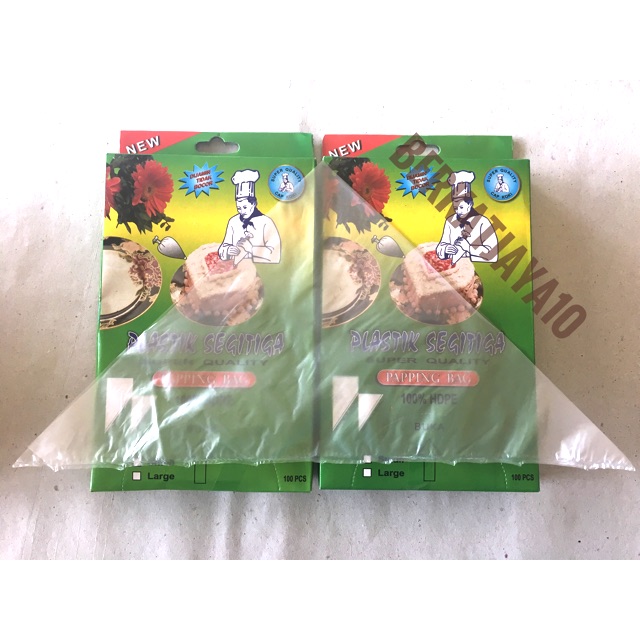 MURAH PLASTIK SEGITIGA Per Box isi 100 pcs Piping Bag plastik untuk Hias Adonan Kue