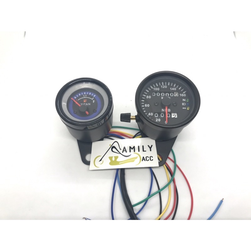 Speedometer Kilometer + Indikator Led Sein plus Amper Bensin Led Jarum Motor Universal modifikasi