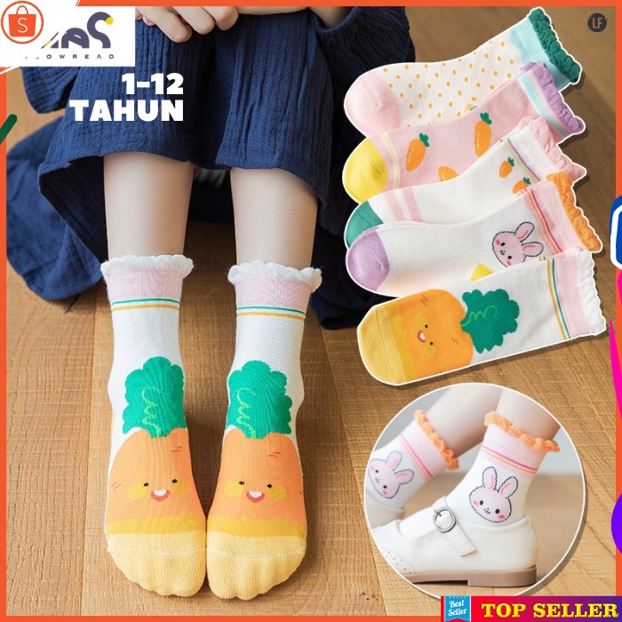 Kaos Kaki Anak Perempuan Fashion Korea Motif Pink Kelinci Cewek Sock Kids Rabbit Usia 3-12 Tahun TK SD