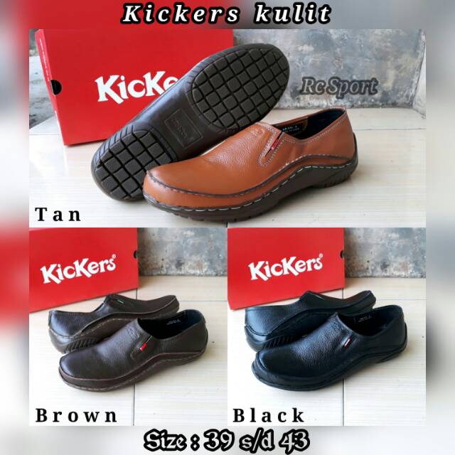 Sepatu slip on pria kulit , Sepatu kickers , Kickers , Sepatu kulit