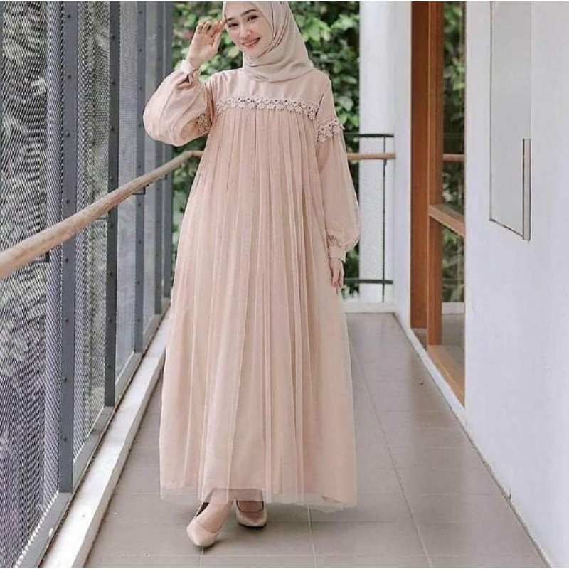 Zoya Baju Gamis  remaja Wanita Kondangan  ukuran  M L XL   LD  100   105   110  cocok untuk seragam nikahan